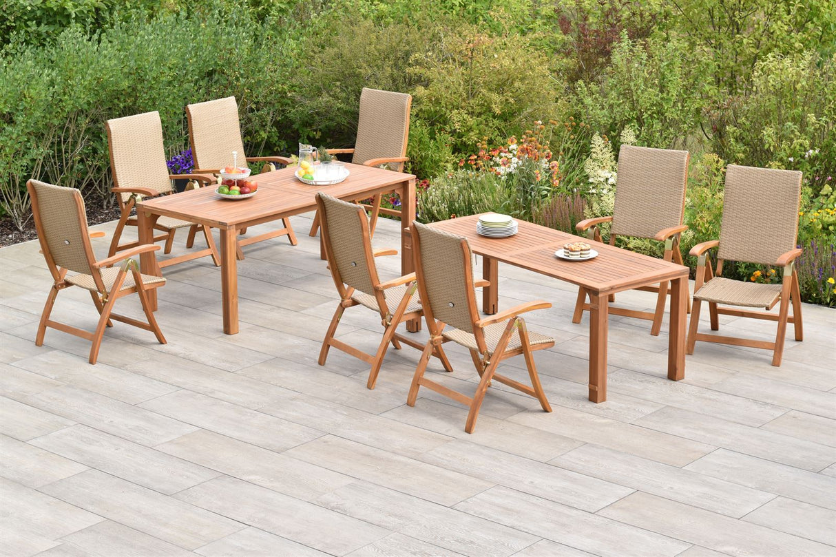 Merxx Gartenmöbelset Capri Set 9tlg. Akazie/Kunststoffgeflecht natur