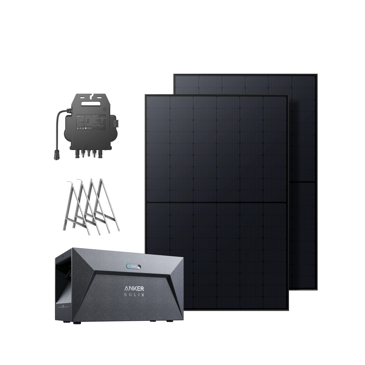 Anker SOLIX Balkonkraftwerk 2× RS40B Panel 410W, MI80 800W Wechselrichter mit Solarbank E1600, Balkonhalterungen xxx EOL