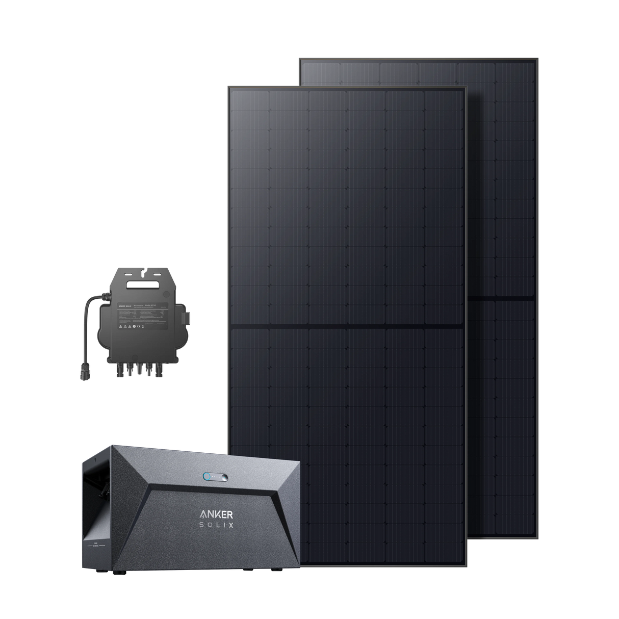 Anker SOLIX Balkonkraftwerk 2× RS50B Panel 540W, MI80 800W Wechselrichter mit Solarbank E1600, ohne Halterung