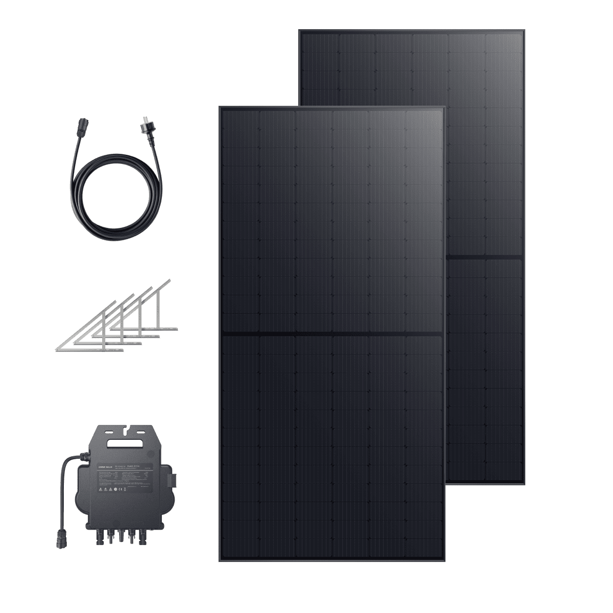 Anker SOLIX Balkonkraftwerk 2× RS50B Panel 540W, Mikro-Wechselrichter 600W/800W, Bodenhalterungen